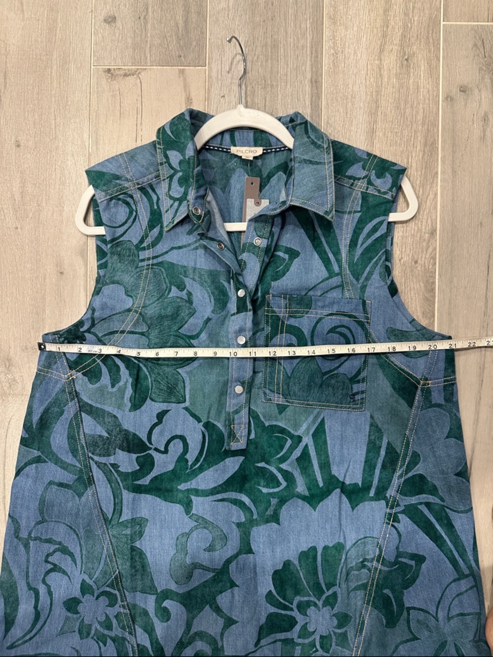 Anthropologie Pilcro Sleeveless Collared Denim Mini Dress Green Blue sz SP - Picture 12 of 12
